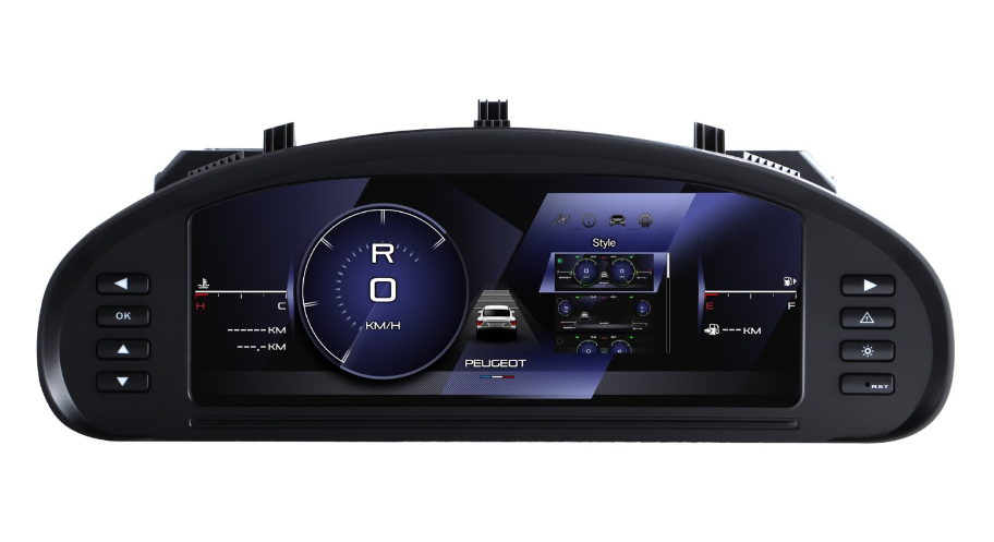 10.25 inch LCD Screen Digital Cluster Gauge for 2004-2010 Dongfeng Peugeot 407 Speedometer Replacement Dashboard Instrument Cluster Digital Display Panel