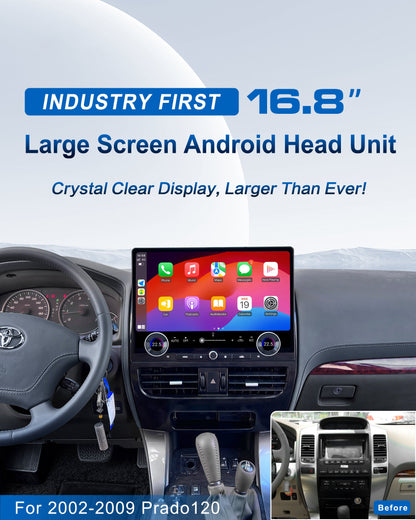 16.8" Android 13 Fast boot Navigation Radio for 2002 - 09 Toyota Prado 2004 - 2009 Lexus GX470
