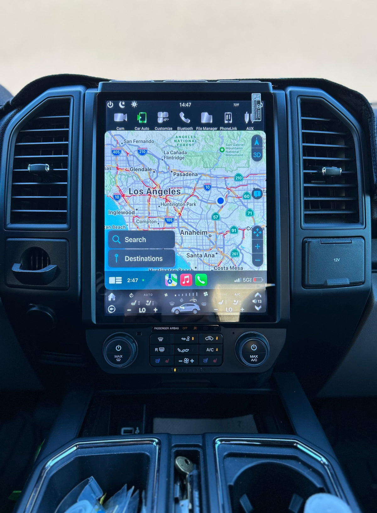 Android head unit installed in a car's dashboard