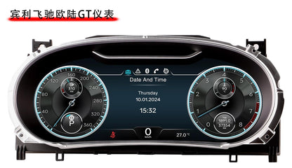 12.3 inch LCD Screen Digital Cluster Gauge for Bentley Continental GT 2012-2017 Speedometer Replacement Dashboard Instrument Cluster Digital Display Panel