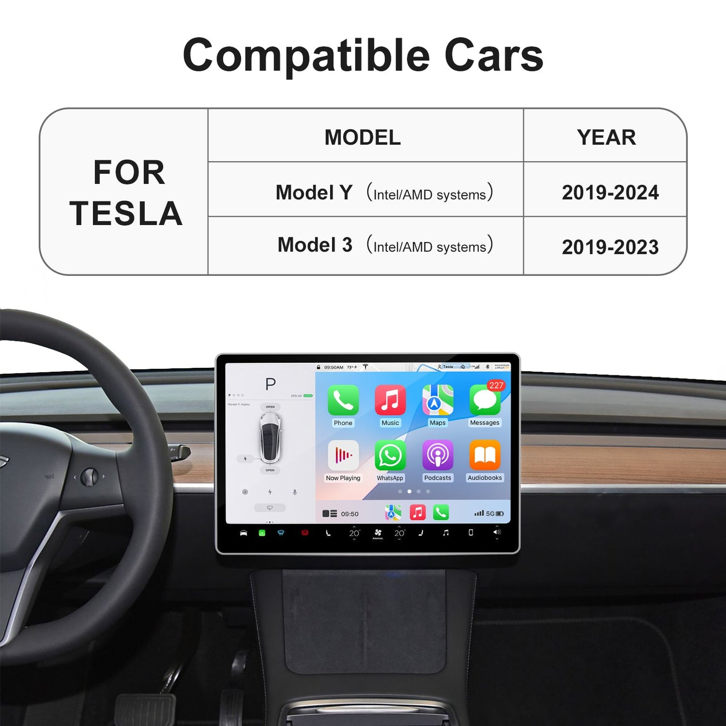 Wireless Carplay Android Auto adapter for Tesla Model 3 Model Y