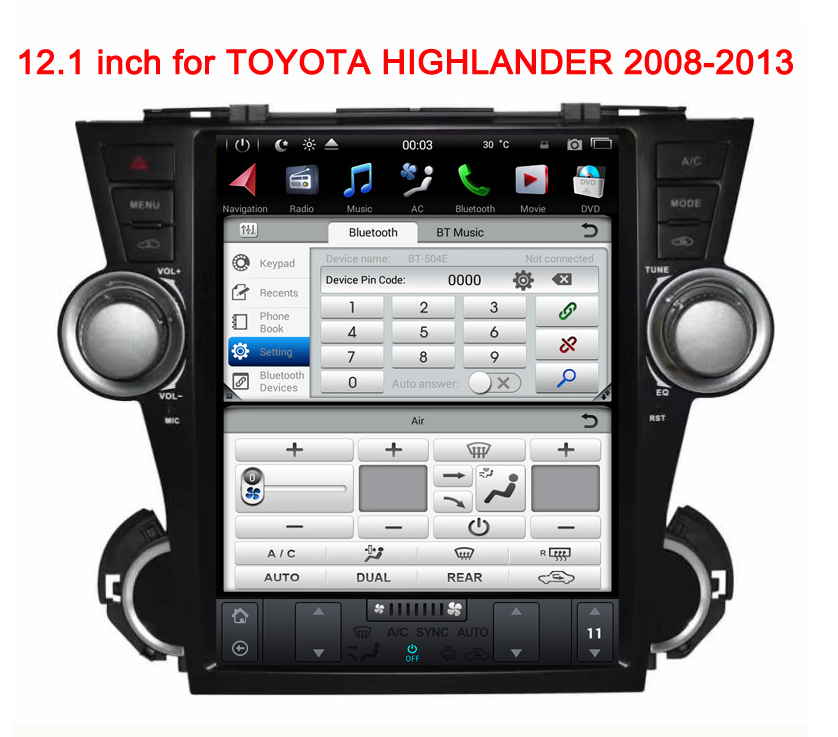 Open box [ PX6 Six-core ] 12.1" Android 9 Fast boot Navigation Radio for Toyota Highlander 2009 - 2013 - Phoenix Android Radios